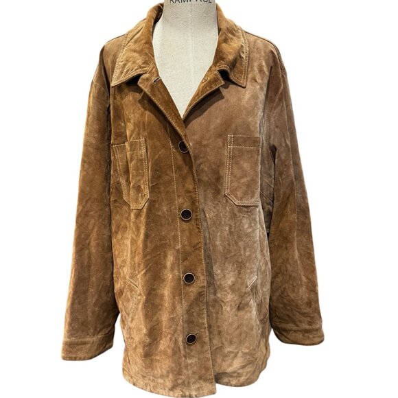 Eddie Bauer Seattle Suede Washable Genuine Leather Jacket Tan Size 4X - Picture 1 of 6